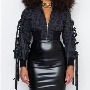 AKIRA cheetah print bomber jacket